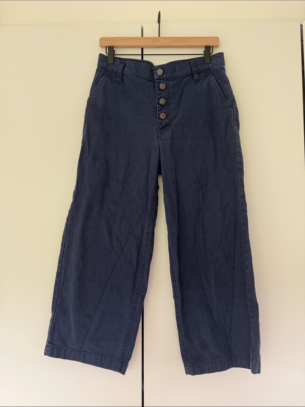 J. Crew Women's Navy Wide-Leg Cropped Pants